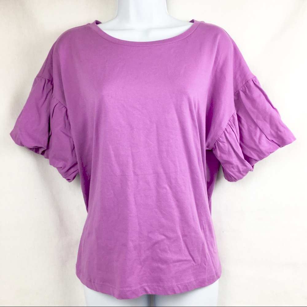Bobeau Cotton Top short sleeve Shirt Purple Puff M